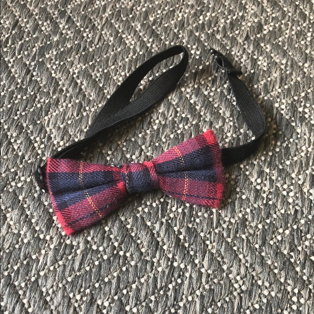 Red and Navy Plaid Kids Bow Tie